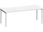 Schäfer Shop Genius Schreibtisch MODENA FLEX, 4-Fuß-Rundrohr, B 2000 x T 1000 mm, lichtgrau/weißalu