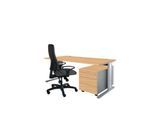 Schäfer Shop Pure Planova Basic Schreibtisch und Rollcontainer 1233, Buche-Dekor/weißalu