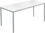 Schäfer Shop Pure Stahlrohrtisch, Rechteck, Quadratrohrfuß, B 1400 x T 800 x H 720 mm, weiß/weißaluminium
