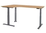 Schäfer Shop Genius Winkelschreibtisch Modena Flex, elektrisch höhenverstellbar, 90° Winkel, T-Fuß, B 2000 mm, Buche/anthrazit