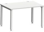 Schreibtisch MODENA FLEX, Rechteck, 4-Fuß Quadratrohr, B 1200 x T 800 x H 720-820 mm, lichtgrau/weißaluminium