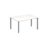 Schäfer Shop Genius Konferenztisch MODENA FLEX, Tonne, 4-Fuß Quadratrohr, B 1400 x T 1000/800 x H 720-840 mm, weiß/weißaluminium RAL 9006
