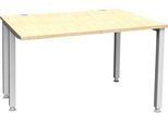 Schäfer Shop Genius Schreibtisch MODENA FLEX, 4-Fuß-Quadratrohr, verkürzte Seitenteile, B 1200 mm, ahorn