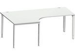 Schäfer Shop Genius Winkelschreibtisch MODENA FLEX 90°,Ansatz links, B 2000 mm, lichtgrau