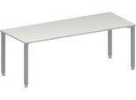 Schäfer Shop Genius Konferenztisch MODENA FLEX, Rechteck, 4-Fuß Quadratrohr, B 2000 x T 800 x H 720-840 mm, lichtgrau/weißaluminium RAL 9006