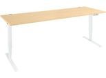 Schäfer Shop Genius Schreibtisch AERO FLEX, elektrisch höhenverstellbar, Rechteck, T-Fuß, B 2000 mm, Ahorn/weiß + Memorypanel