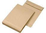 Seitenfaltentaschen, 40 mm, haftklebend, DIN C4, 130 g/m², 100 Stück, natronbraun