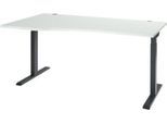 Schreibtisch ERGO-T 2.0, Freiform, Ansatz links, T-Fuß, B 1800 x T 1000/800 x H 675-895 mm, lichtgrau/anthrazit