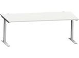 Schäfer Shop Genius Schreibtisch MODENA FLEX, C-Fuß-Rechteckrohr, B 2000 x T 1000 mm, lichtgrau/weißalu