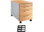 Schäfer Shop Select Rollcontainer 1233, Buche/Weißalu, inkl. Trennstegen für Schubladen