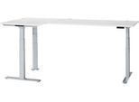 Schäfer Shop Genius Winkelschreibtisch Modena Flex, elektrisch höhenverstellbar, 90° Winkel beidseitig, B 2000 x T 1600 mm, weiß/weißaluminium