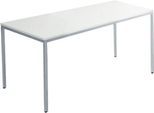 Schäfer Shop Pure Stahlrohrtisch, Rechteck, Quadratrohrfuß, B 1400 x T 800 x H 720 mm, lichtgrau/weißaluminium