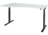 Schäfer Shop Select Schreibtisch ERGO-T 2.0, elektrisch höhenverstellbar, Freiform Ansatz links, T-Fuß, B 1800x H 640-1300 mm, lichtgrau/anthrazit