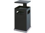 Ascher-Papierkorb mit abnehmbarem Dach, 70 Liter, B 395 x T 395 x H 910 mm, schwarzgrau RAL 7021