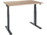 Schäfer Shop Select Schreibtisch ERGO-T 2.0, elektrisch höhenverstellbar, Rechteck, T-Fuß, B 1200 x T 800 x H 640-1300 mm, Eiche-Dekor/anthrazit