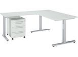 Schäfer Shop Select 3-tlg. Büromöbelset Schreibtisch Start Off, Rechteck, T-Fuß, B 1800 x T 800 x H 735 mm