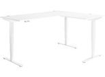 Winkelschreibtisch AERO FLEX, elektrisch höhenverstellbar, 90° Winkel, T-Fuß, B 2000 x T 1600 mm, weiß/weiß + Memorypanel