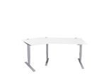 Schäfer Shop Genius Winkelschreibtisch AERO FLEX, elektrisch höhenverstellbar, 135° Winkel links, B 2165 mm, weiß/weißalu + Memorypanel