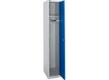 Schäfer Shop Select Garderobenschrank, 1 Abteil B 350 mm, 2 Fächer, Hutboden & Kleiderstange, abschließbar, weißalu/enzianblau