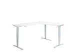 Winkelschreibtisch AERO FLEX, elektrisch höhenverstellbar, 90° Winkel, T-Fuß, B 2000 x T 1600 mm, weiß/weißalu + Memorypanel