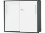Schäfer Shop Select Anstell-/Aufsatz-Schiebetürenschrank SET UP, 2 OH, B 800 x T 420 x H 726 mm, graphit/weiß