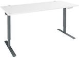 Schäfer Shop Genius Schreibtisch AERO FLEX, elektrisch höhenverstellbar, Rechteck, T-Fuß, B 1800 mm, weiß/antharzit + Memorypanel