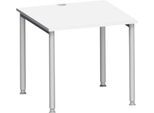 Schäfer Shop Genius Schreibtisch MODENA FLEX, 4-Fuß-Rundrohr, B 800 x T 800 mm, weiß/weißalu