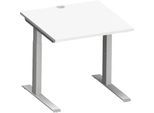 Schäfer Shop Genius Schreibtisch MODENA FLEX, C-Fuß-Rechteckrohr, B 800 x T 800 mm, weiß/weißalu