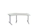 Schäfer Shop Genius Winkelschreibtisch AERO FLEX, elektrisch höhenverstellbar, 135° Winkel links, B 2165 mm, lichtgrau/weißalu + Memorypanel