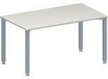 Schäfer Shop Genius Konferenztisch MODENA FLEX, Rechteck, 4-Fuß Quadratrohr, B 1400 x T 800 x H 720-840 mm, lichtgrau/weißaluminium RAL 9006