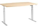 Schäfer Shop Select Besprechungstisch ERGO-T, elektrisch höhenverstellbar, Boot, T-Fuß, B 2000 x T 1000 x H 640-1300 mm, Ahorn/weißaluminium