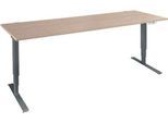 Schäfer Shop Genius Schreibtisch AERO FLEX, elektrisch höhenverstellbar, Rechteck, T-Fuß, B 2000 mm, Eiche/anthrazit + Memorypanel