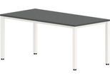 Schreibtisch NEVADA, 4-Fuß, Rechteck, Quadratrohr, B 1600 x T 800 x H 740 mm, dunkelgrau/weiß