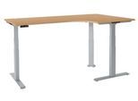 Schäfer Shop Genius Winkelschreibtisch Modena Flex, elektrisch höhenverstellbar, 90° Winkel, T-Fuß, B 2000 mm, Buche/weißalu
