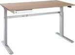 Schreibtisch STANDARD, elektrisch höhenverstellbar, B 1600 mm, Eiche/weißaluminium + OrgaWork Schublade