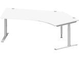 Schäfer Shop Genius Winkelschreibtisch MODENA FLEX 135°, Ansatz rechts, C-Fuß-Rundrohr, B 2165 mm, weiß