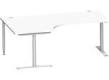 Schäfer Shop Genius Winkelschreibtisch MODENA FLEX 90°, Ansatz links, T-Fuß-Rundrohr, B 2000 mm, weiß/weiß