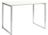 Besprechungsstehtisch Squart, bis 6 Personen, Rechteck, Bügelfuß, B 1800 x T 900 x H 1120 mm, weiß/alusilber