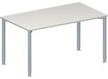 Schäfer Shop Genius Konferenztisch MODENA FLEX, Rechteck, 4-Fuß Rundrohr, B 1400 x T 800 x H 720-840 mm, lichtgrau/weißaluminium RAL 9006