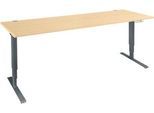 Schäfer Shop Genius Schreibtisch AERO FLEX, elektrisch höhenverstellbar, Rechteck, T-Fuß, B 2000 mm, Ahorn/anthrazit + Memorypanel