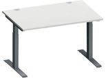 Schäfer Shop Genius Schreibtisch MODENA FLEX, Rechteck, T-Fuß Rechteckrohr, B 1200 x T 800 x H 650-850 mm, lichtgrau/anthrazit
