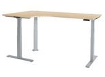 Schäfer Shop Genius Winkelschreibtisch Modena Flex, elektrisch höhenverstellbar, 90° Winkel, T-Fuß, B 2000 mm, Ahorn/weißalu