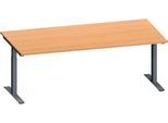 Schäfer Shop Genius Schreibtisch MODENA FLEX, Rechteck, T-Fuß Rechteckrohr, B 2000 x T 1000 x H 650-850 mm, Buche/anthrazit