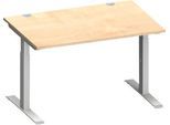 Schäfer Shop Genius Schreibtisch MODENA FLEX, Rechteck, T-Fuß Rechteckrohr, B 1200 x T 800 x H 650-850 mm, Ahorn/weißalu