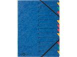 PAGNA Dokumentenmappe Easy, DIN A4, Gummizugverschluss, 12-teilig, blau