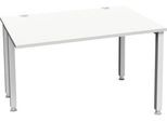 Schäfer Shop Genius Schreibtisch MODENA FLEX, 4-Fuß-Quadratrohr, verkürzte Seitenteile, B 1200 mm, lichtgrau