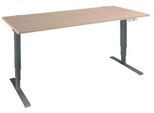 Schäfer Shop Genius Schreibtisch AERO FLEX, elektrisch höhenverstellbar, Rechteck, T-Fuß, B 1800 mm, Eiche/anthrazit + Memorypanel