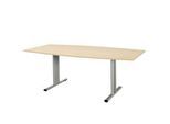 Schäfer Shop Select Besprechungstisch Planova Basic, Boot, T-Fuß, B 2000 x T 1000 x H 717 mm, Ahorn/weißaluminium RAL 9006