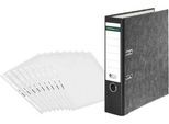 Sparset Ordner Schäfer Shop Select, DIN A4, Rückenbreite 80 mm, 20 Stück, schwarz + 50 Prospekthüllen Premium, DIN A4, transparent, glatt/klar
