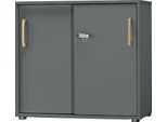 Schäfer Shop Select Schiebetürenschrank Start Off Wood, 2 OH, abschließbar, Holz, B 800 x T 420 x H 788 mm, graphit